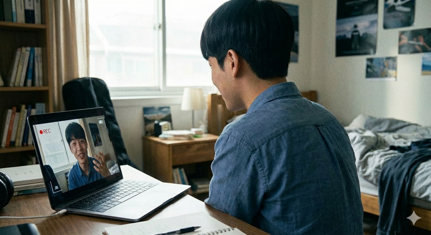 Graduate prepping for a digital interview