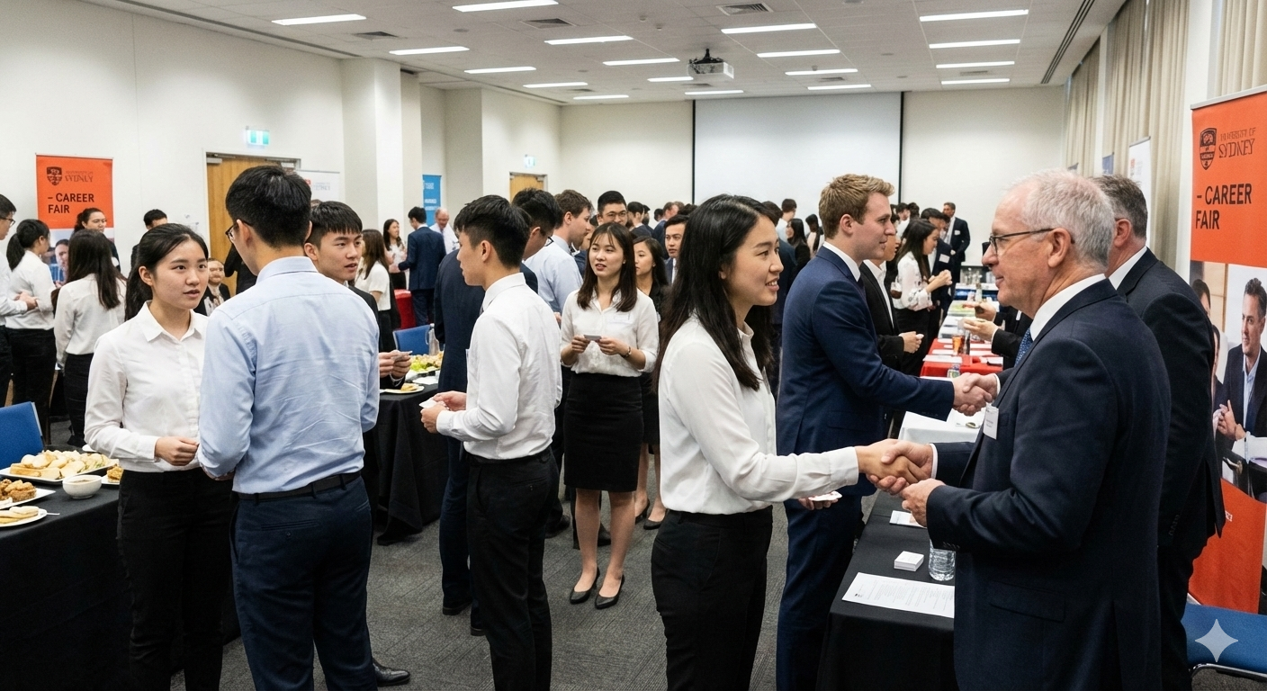 Students connecting at a networking event